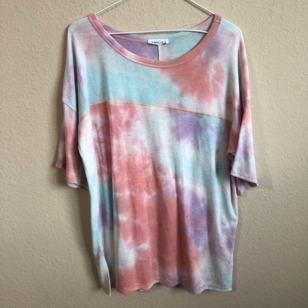 First Love Top Tie Dyed Short Sleeve Shirt Pastel